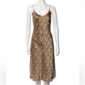 Floral silk midi dress as seen on Jennifer Lawrence